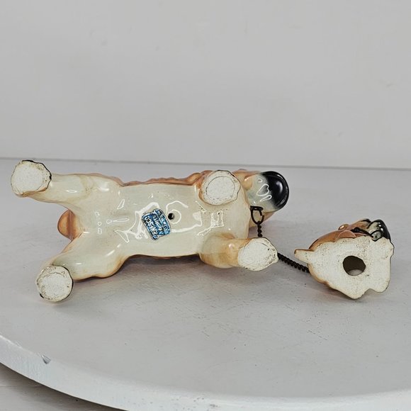 Vintage Enesco Imports Japan Boxer Dog Mom Puppy On Chain Figurine *Repaired* - Picture 8 of 11